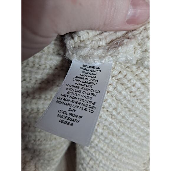 a.n.a Women's Beige Acrylic-Polyester Fringe Hem Knitted‎ Poncho One Size - Picture 7 of 8